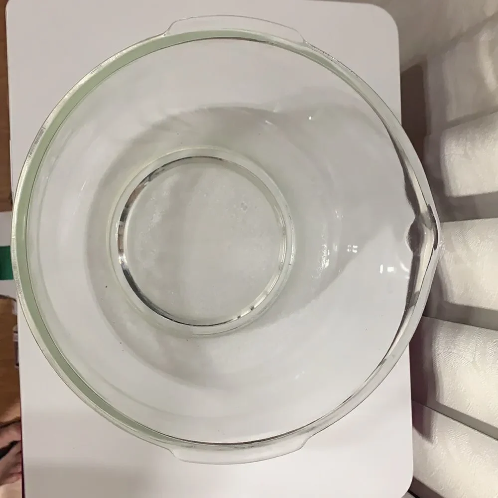 Bowl 1 Gallon Heavy Durable Vintage Clear Glass 2 Handle Pour Spout Mixing Bowl